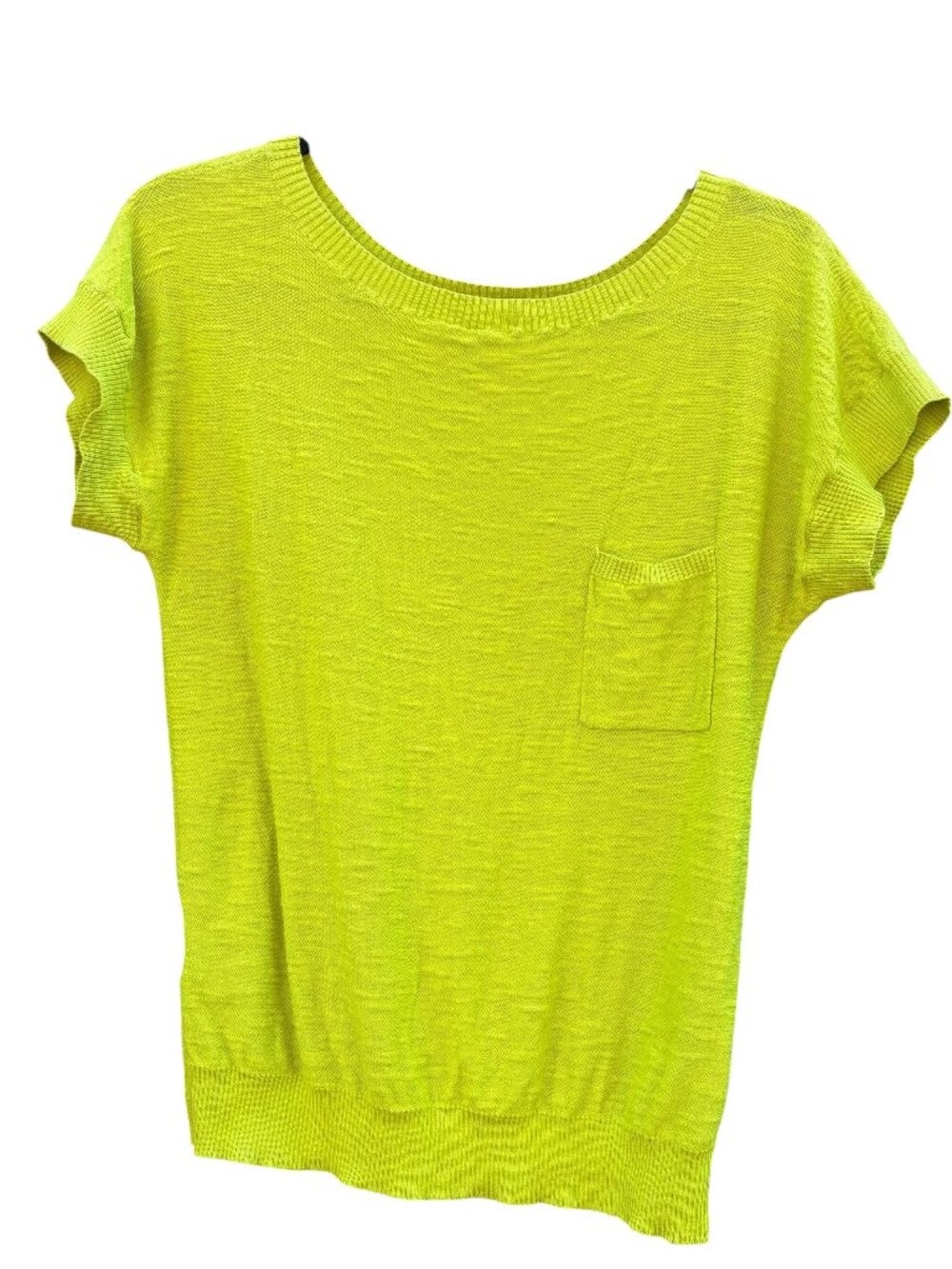 Ann Taylor Loft Lime Yellow Short-Sleeved Scoop Neck Sweater Womens Size M